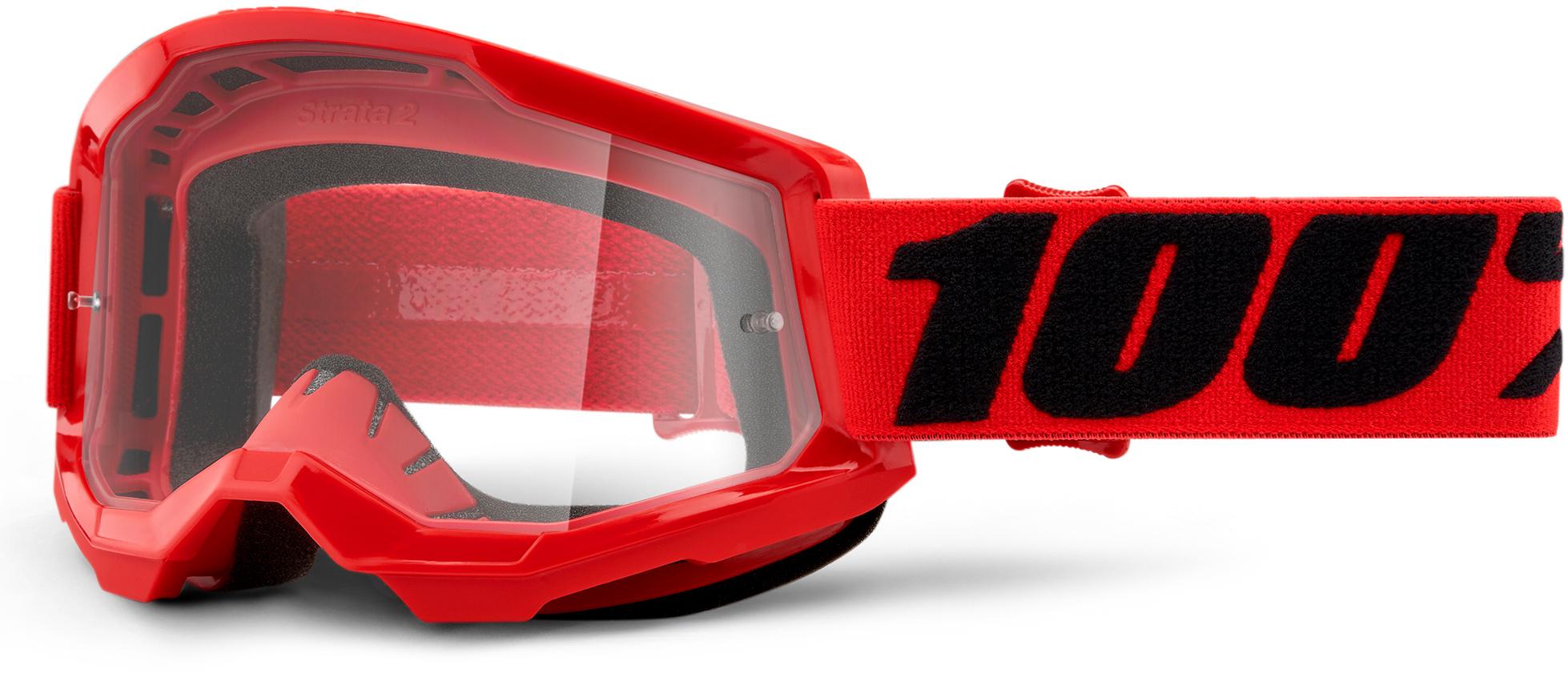 100% Strata 2 Goggles Clear Lens - Red