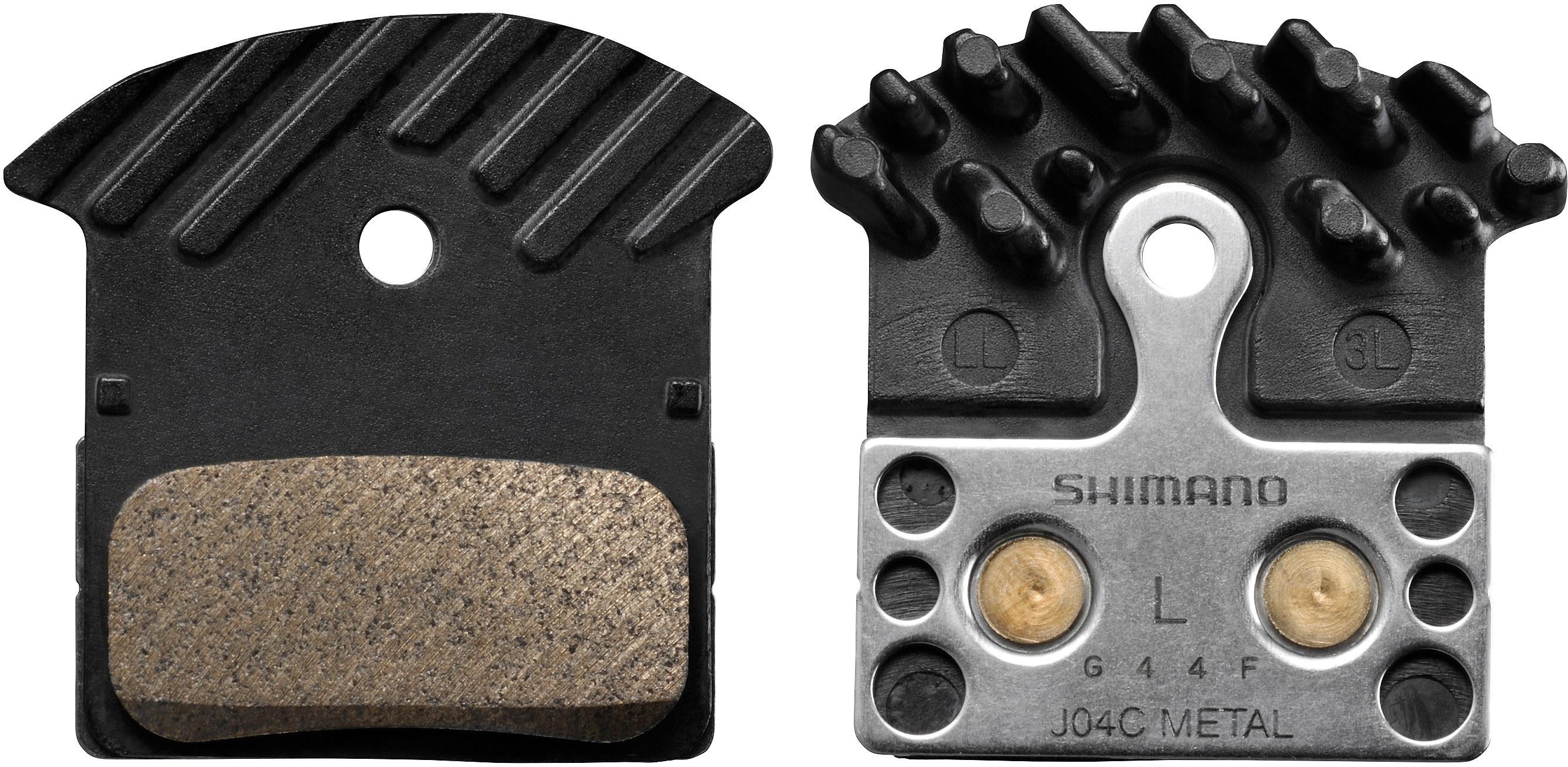 Shimano J04c Metal Disc Brake Pad With Fins - Black/silver