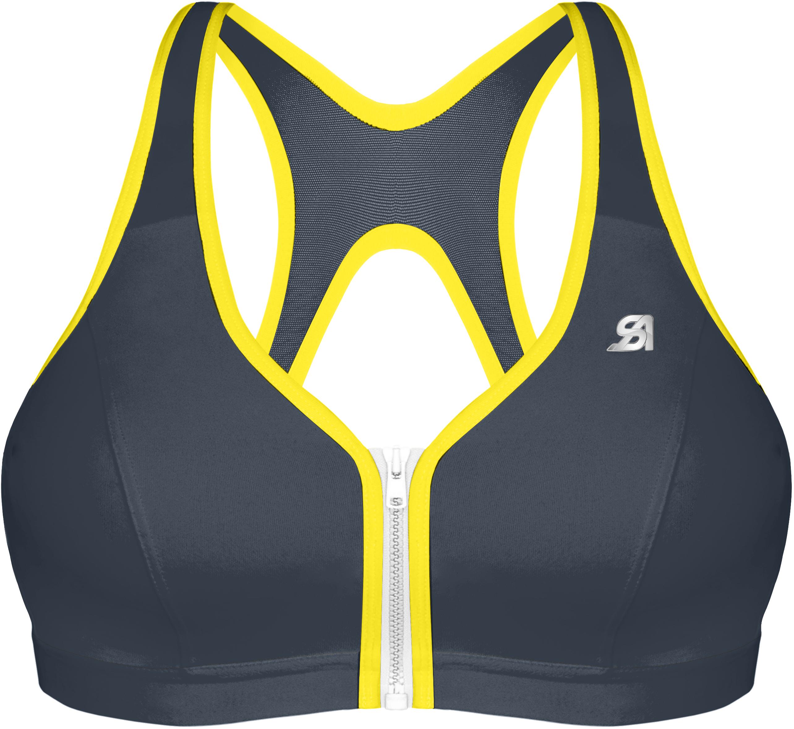 Shock Absorber Active Zipped Plunge Bra - Grey Yellow