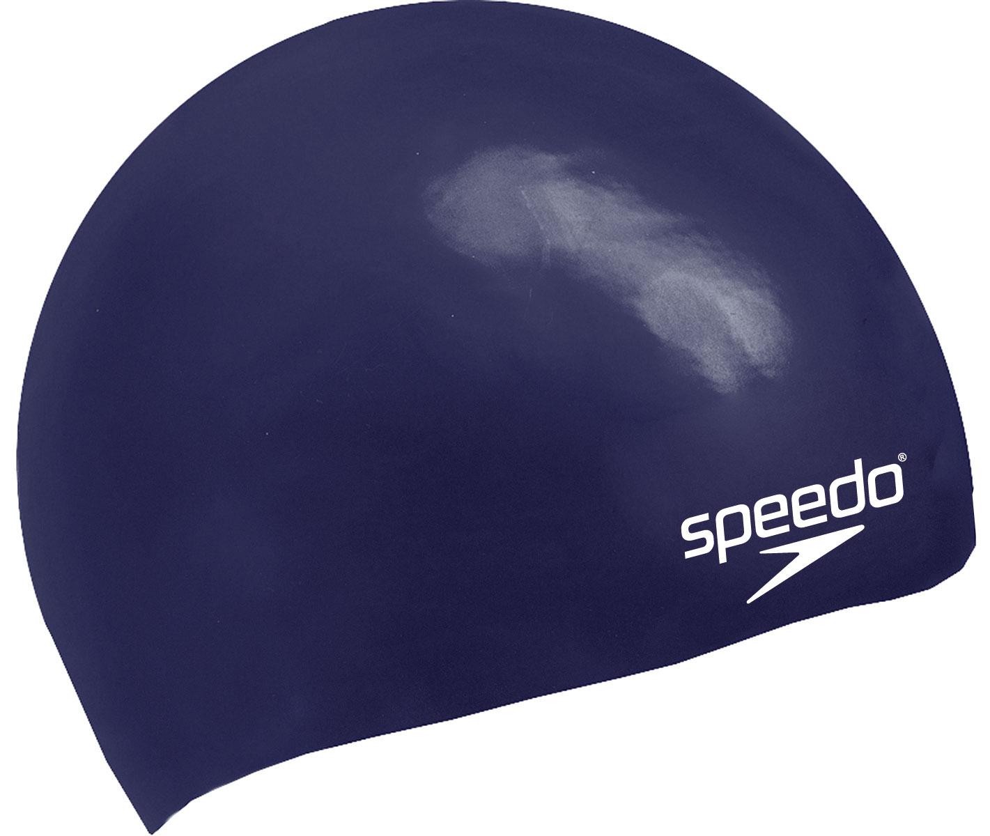 Speedo Junior Plain Moulded Silicone Swim Cap - Navy