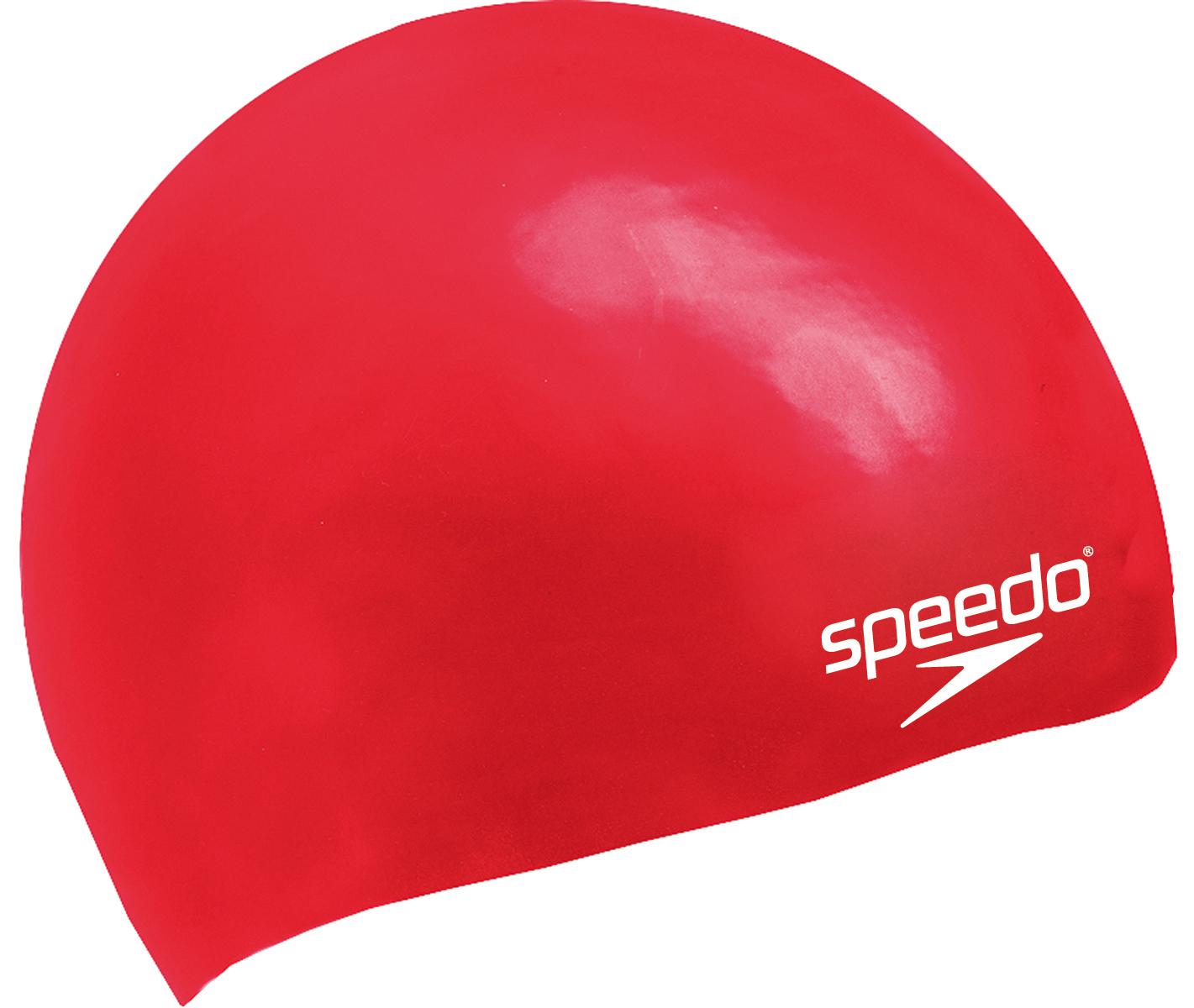 Speedo Junior Plain Moulded Silicone Swim Cap - Red