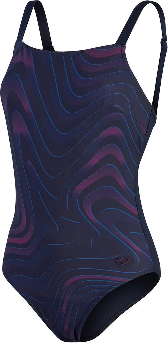 Speedo Womens Amberglow Shaping 1pc Swimsuit - True Navy/deep Plum