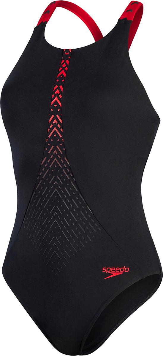 Speedo Womens Hydropro Swimsuit - Black/fed Red