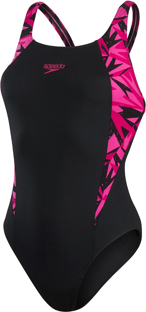 Speedo Womens Hyperboom Splice Muscleback Swimsuit - Black/pink