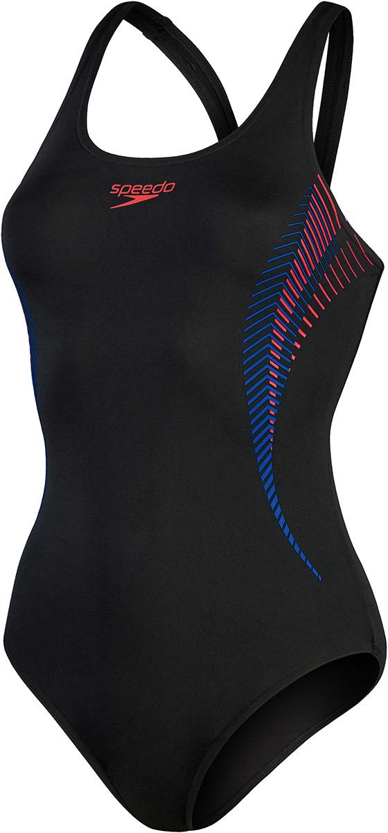 Speedo Womens Placement Muscleback - Black/fed Red/chroma Blue