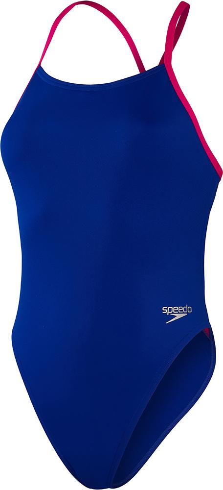 Speedo Womens Solid Tie-back 1 Swimsuit - Chroma Blue/electric Pink