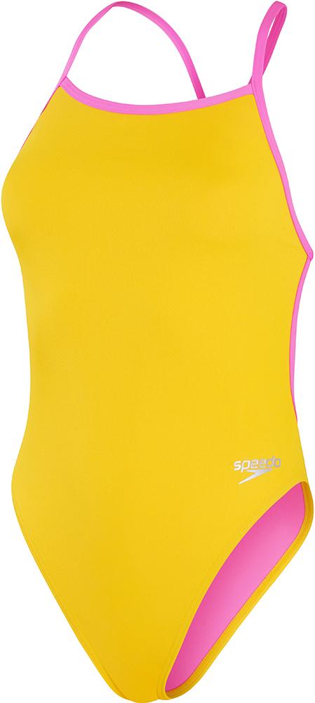 Speedo Womens Solid Vback Swimsuit - Mango/neon Violet