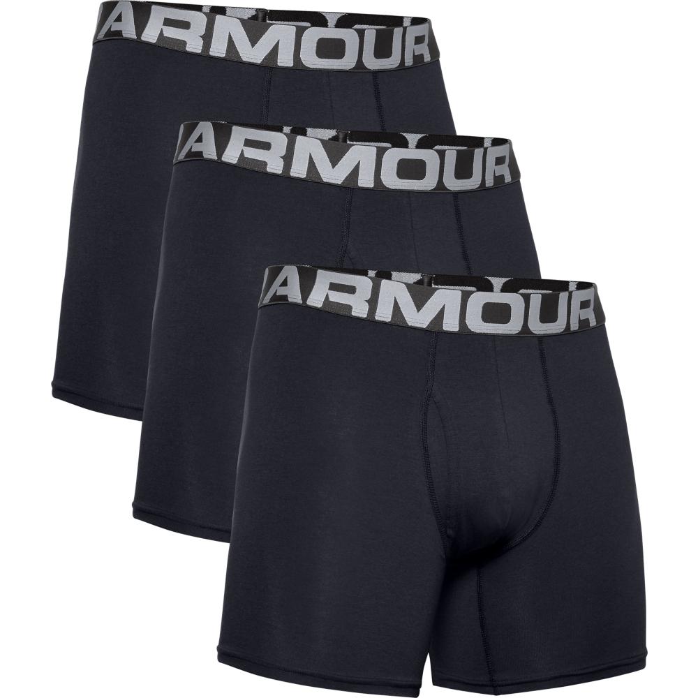 Under Armour Charged Cotton 6 Boxer 3 Pack - Black/black