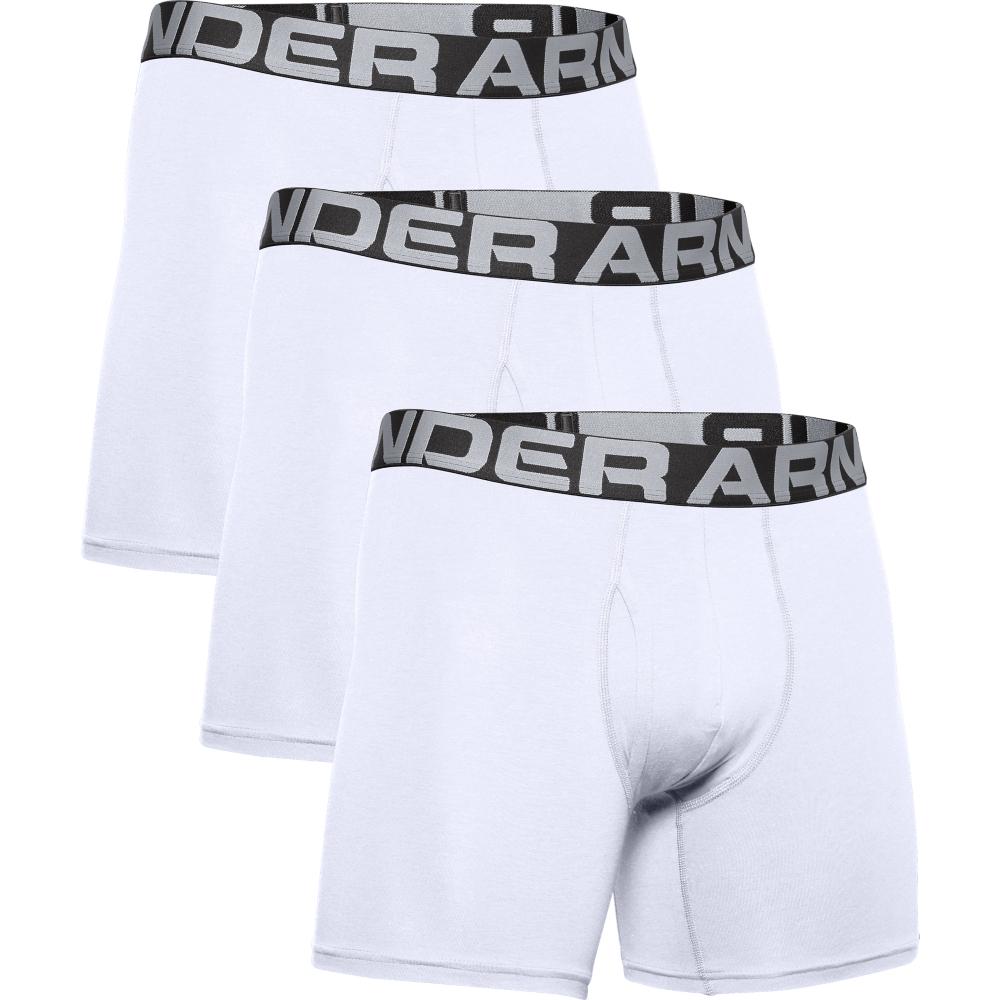 Under Armour Charged Cotton 6 Boxer 3 Pack - White/white