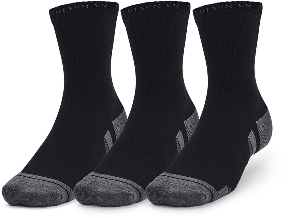 Under Armour Performance Cotton 3pack Mid Socks - Black / Black / Pitch Gray