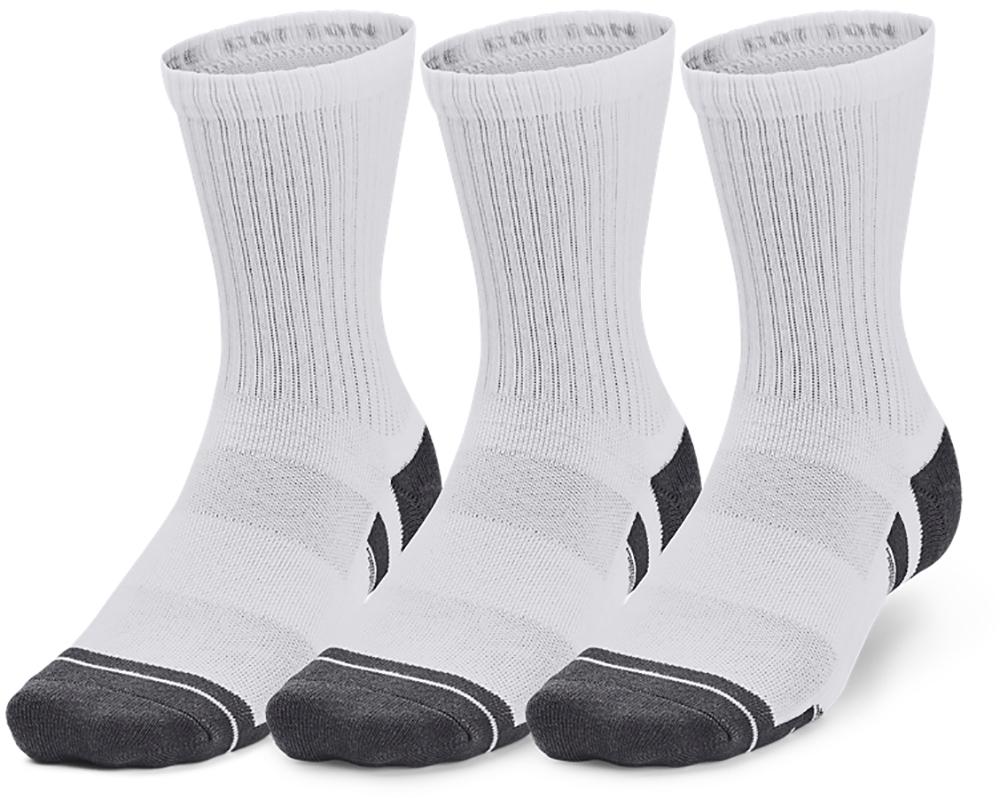 Under Armour Performance Cotton 3pack Mid Socks - White / White / Pitch Gray