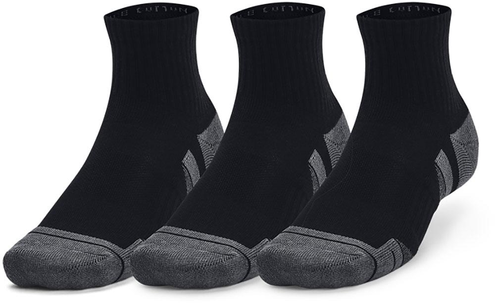 Under Armour Performance Cotton 3pack Qtr Socks - Black / Black / Pitch Gray
