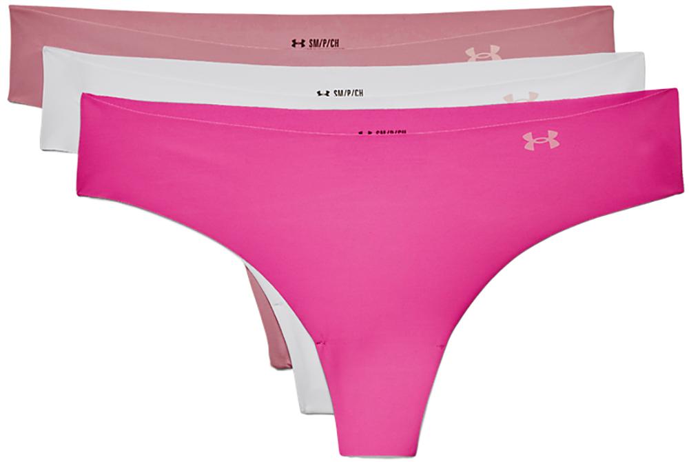 Under Armour Womens Ps Thong 3pack - Pink Elixir/halo Gray/rebel Pink