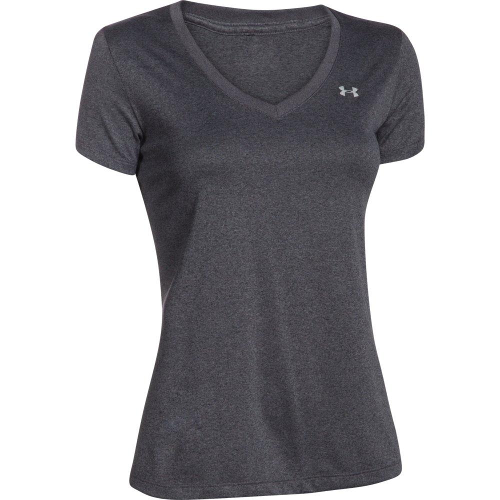 Under Armour Womens Tech V-neck Ss Top - Carbon Heather