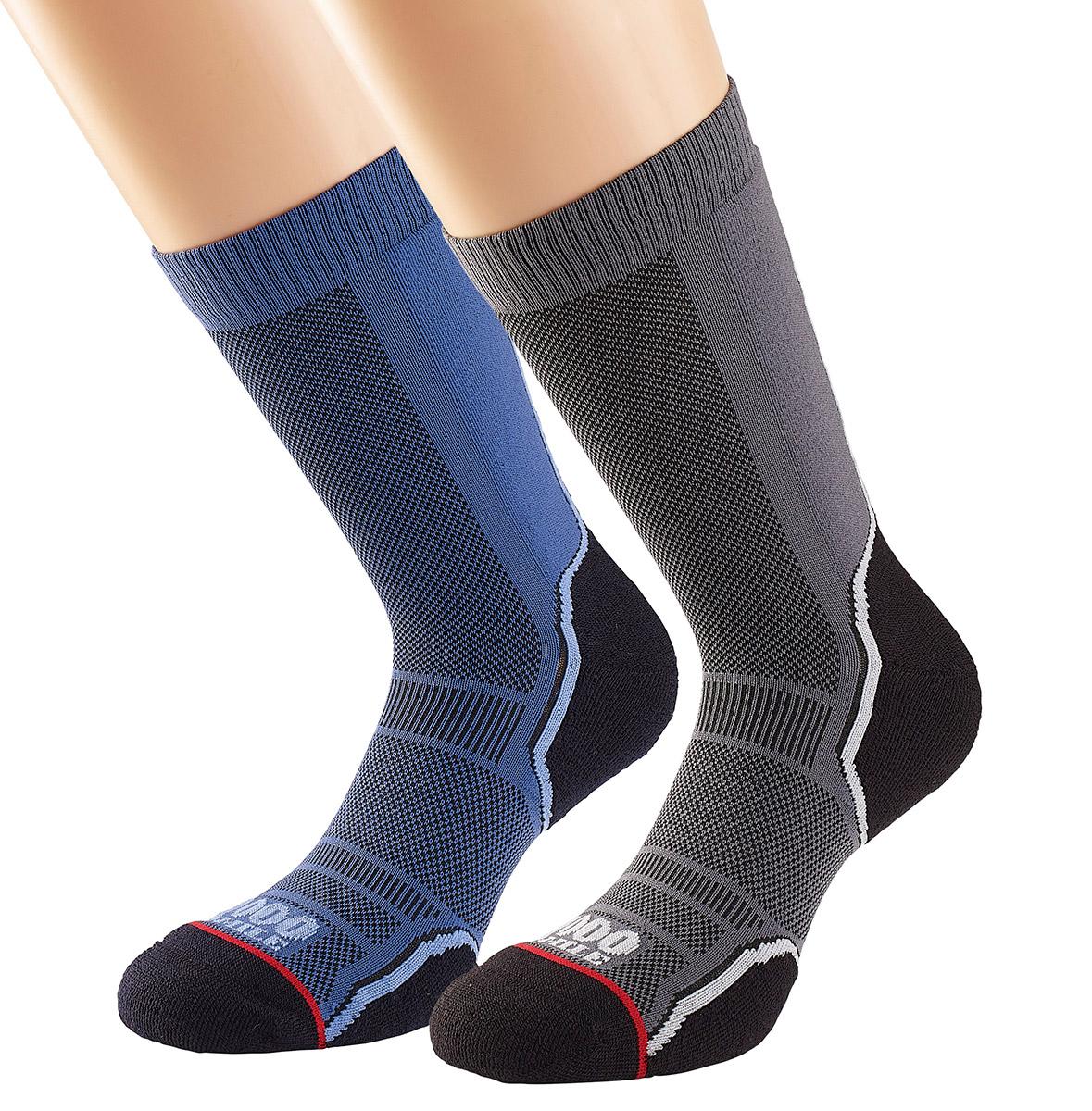 1000 Mile Trek Socks Twin Pack - Grey/navy