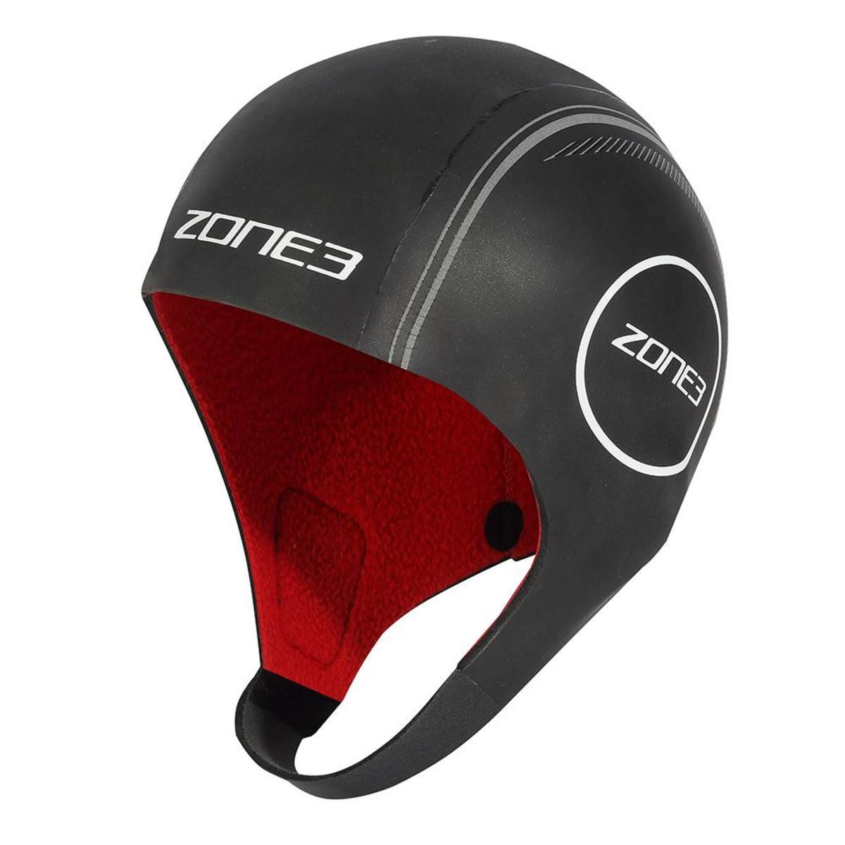 Zone3 Heat Tech Neoprene Swim Cap - Black/silver/red