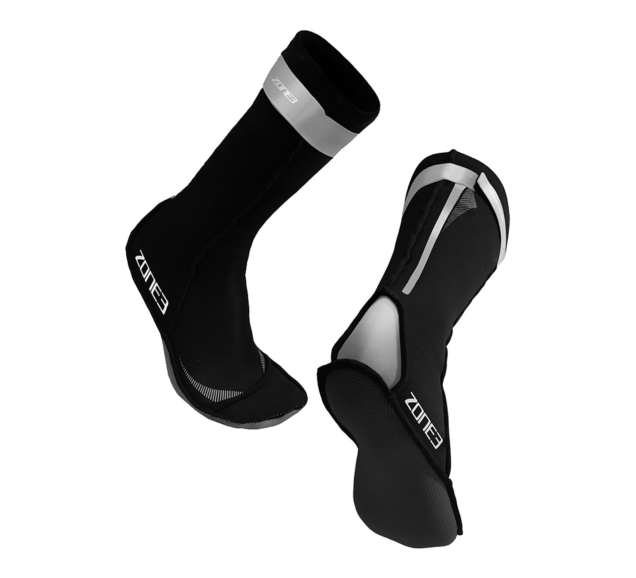 Zone3 Neoprene Swimming Socks - Black/reflective Silver