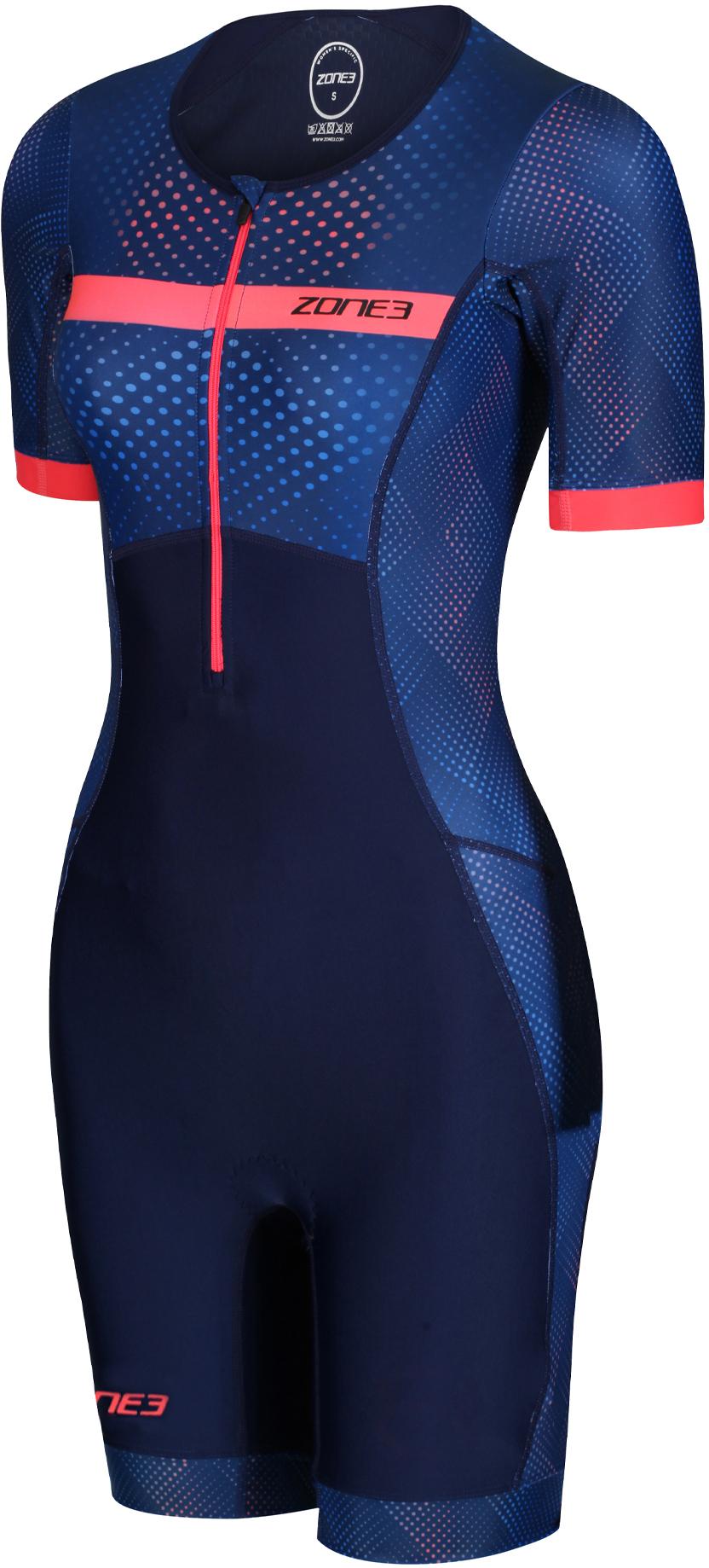 Zone3 Womens Activate+ Revolution Short Sleeve Trisuit - Navy/coral