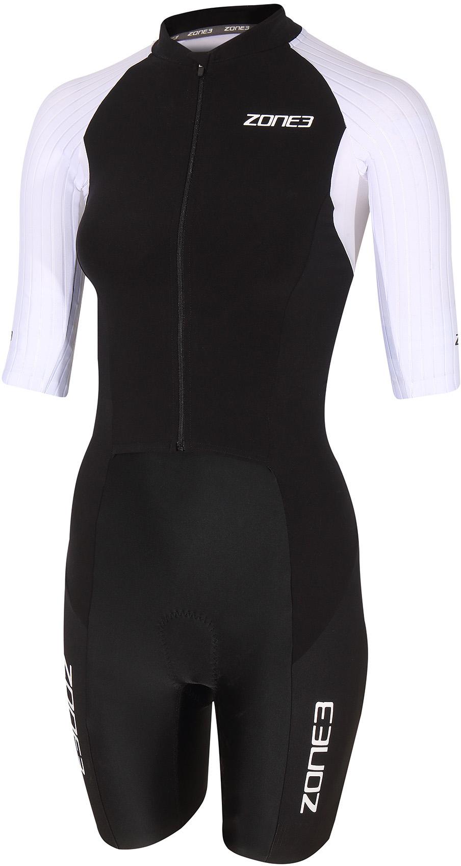 Zone3 Womens Lava Long Distance Ss Fullzip Trisuit - Black/white