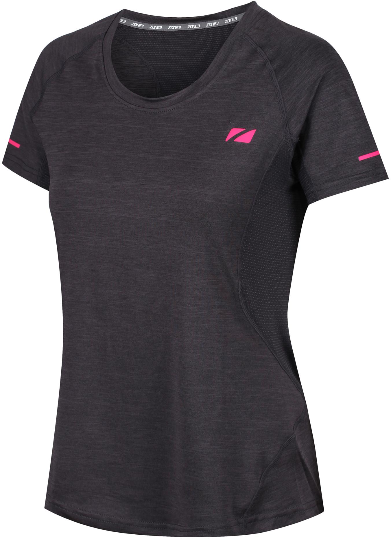 Zone3 Womens Power Burst  T-shirt - Charcoal Marl/electric Coral