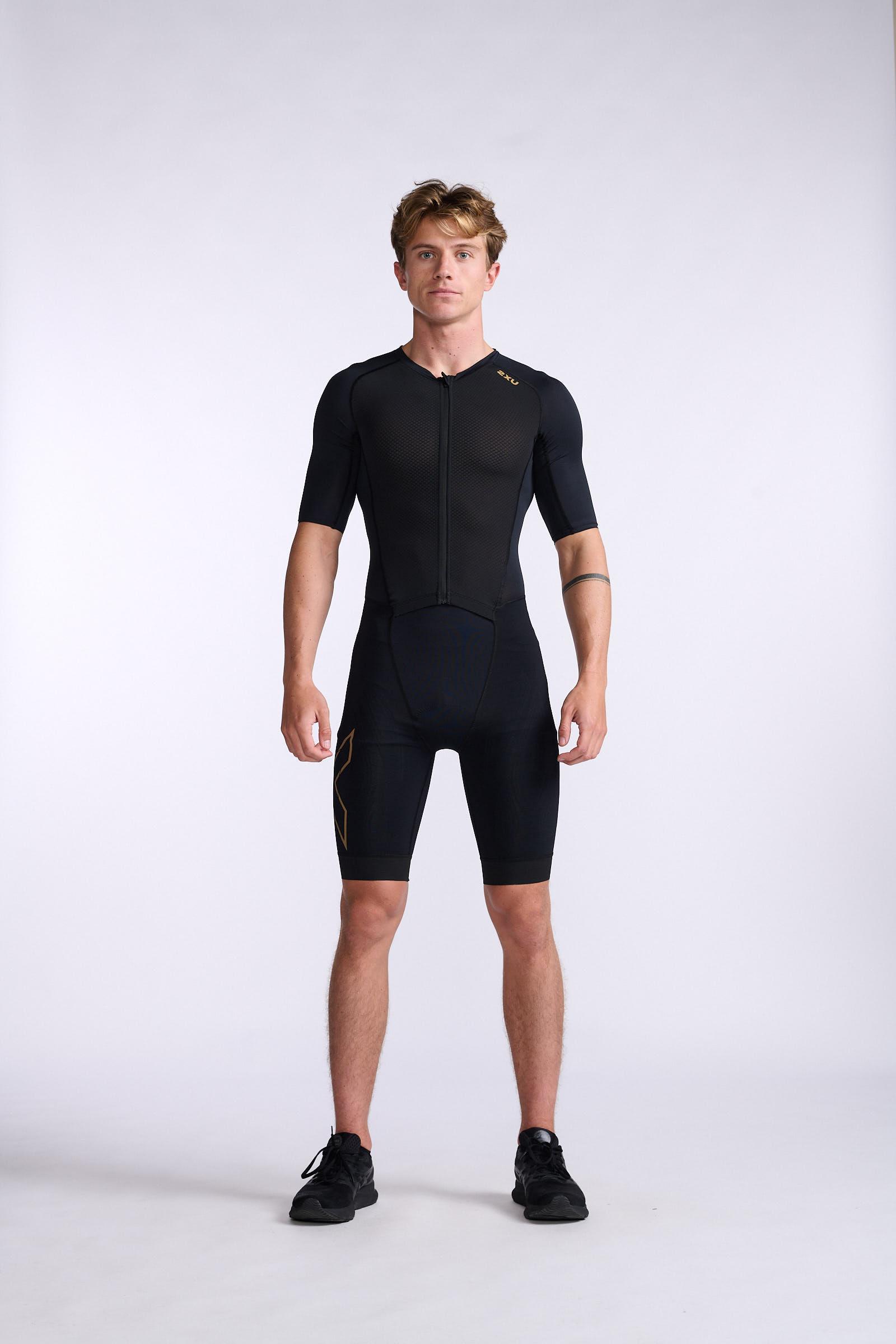 2xu Compression Light Speed Front Zip Sleeved Trisuit - Black/gold