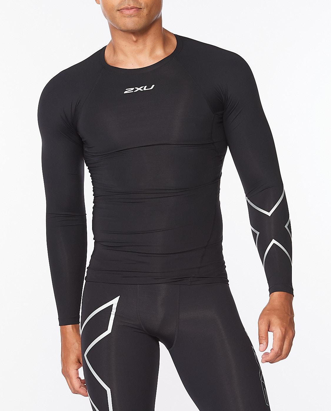 2xu Core Compression Long Sleeve Top - Black/silver Reflect