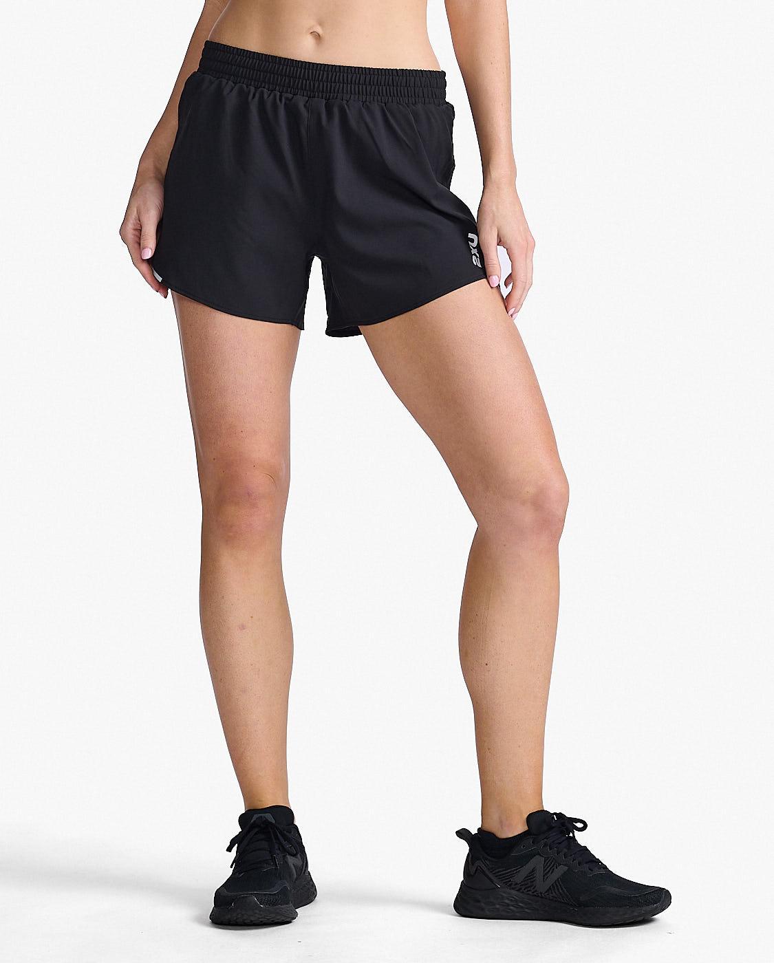 2xu Womens Aero 5 Inch Shorts - Black/silver Reflective