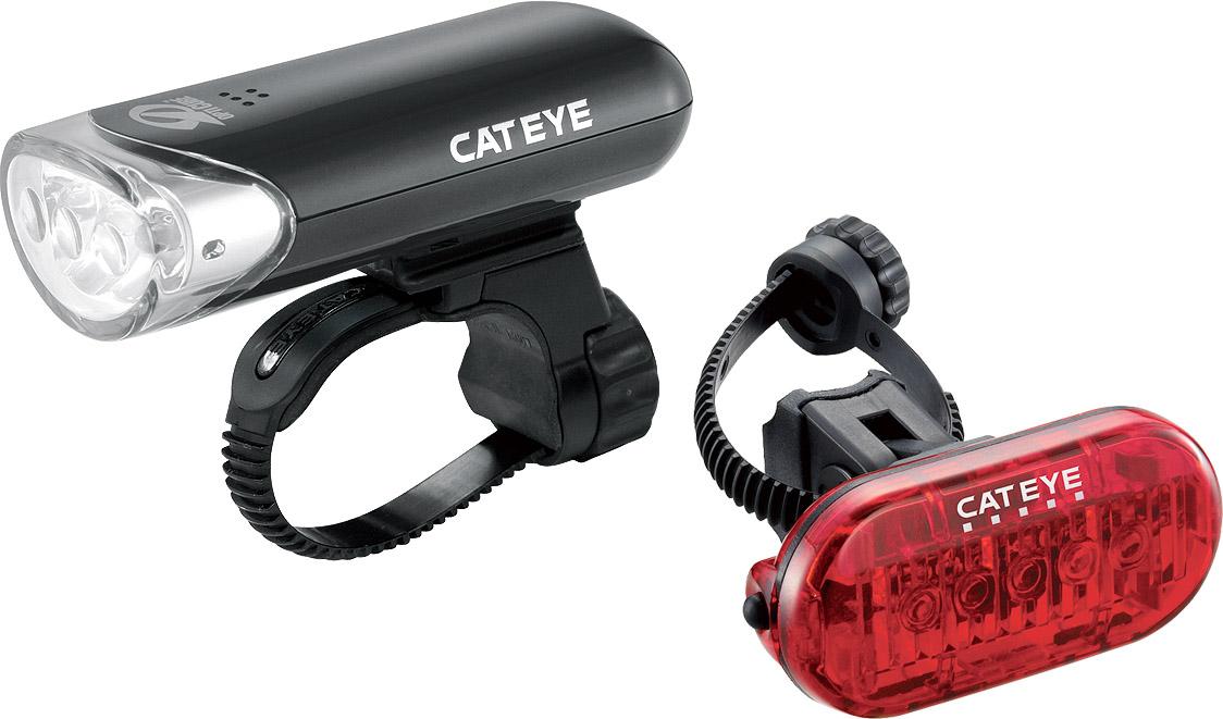 Cateye El135 Front And Omni 5 Led Rear Bike Light Set - Black/red