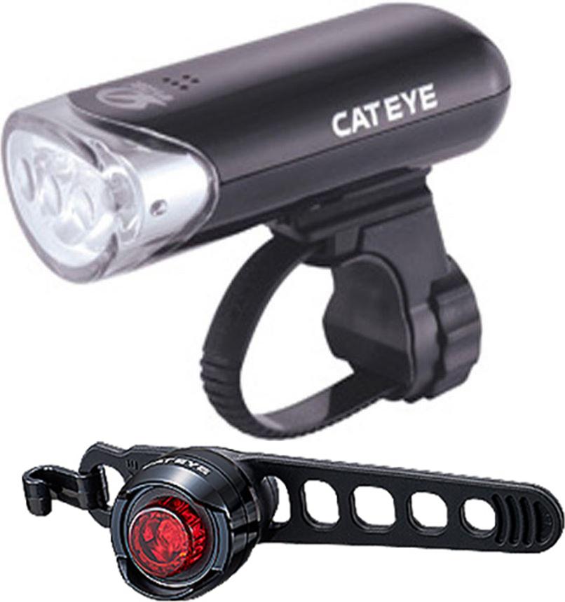 Cateye El135 Front And Orb Rear Bike Light Set - Black
