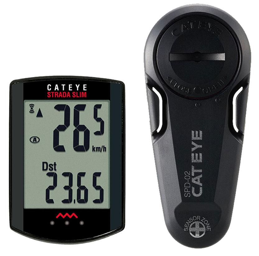 Cateye Strada Slim Cycle Computer And Road Sensor - Black