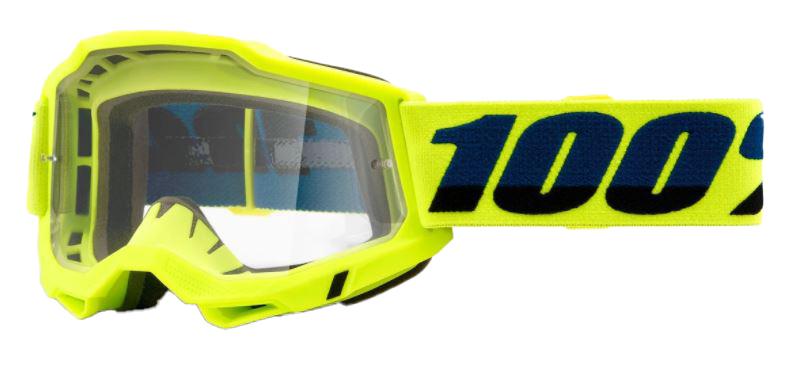 100% Accuri 2 Goggles Clear Lens - Fluorescent Yellow