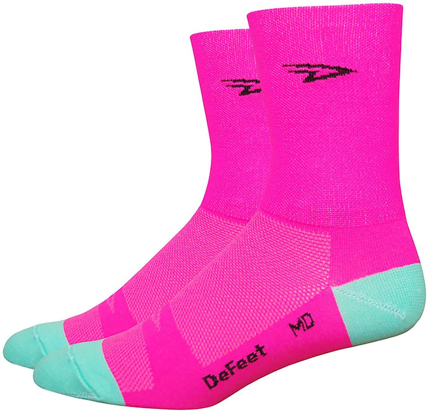 Defeet Aireator Hi-vis D-logo Socks - Pink/celeste