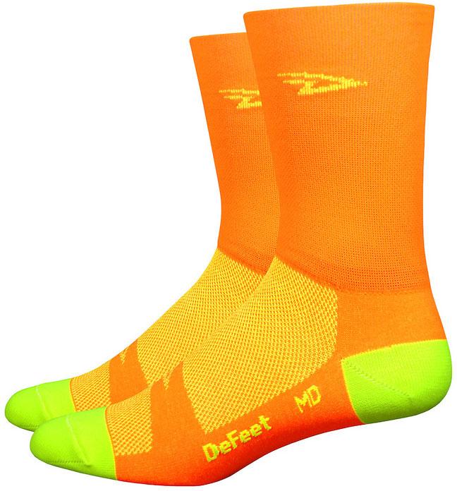 Defeet Aireator Tall Hi-vis Socks - Orange/yellow