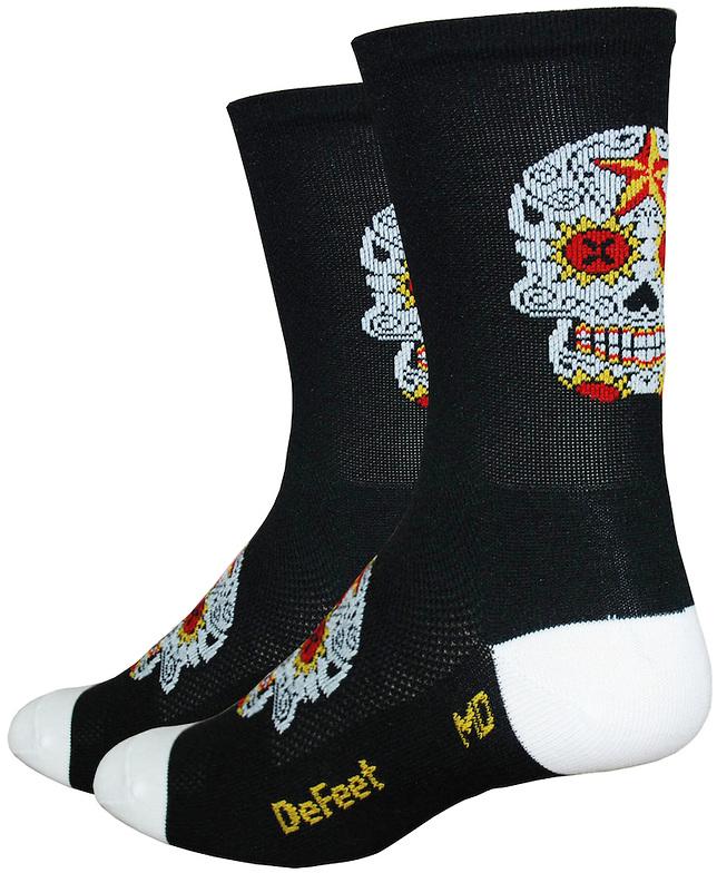 Defeet Aireator Tall Sugarskull Socks - Black/white