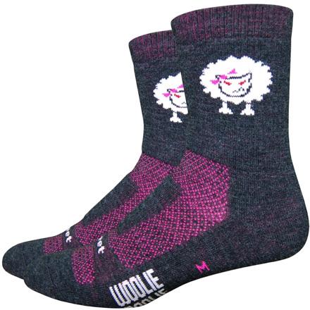 Defeet Womens Woolie Boolie Baaad Sheep Socks - Charcoal/pink