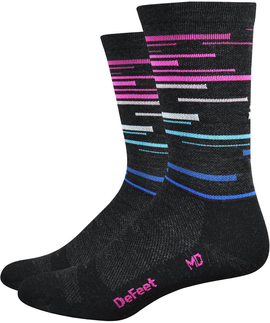 Defeet Wooleator 6 Dna Socks - Charcoal/blue/pink