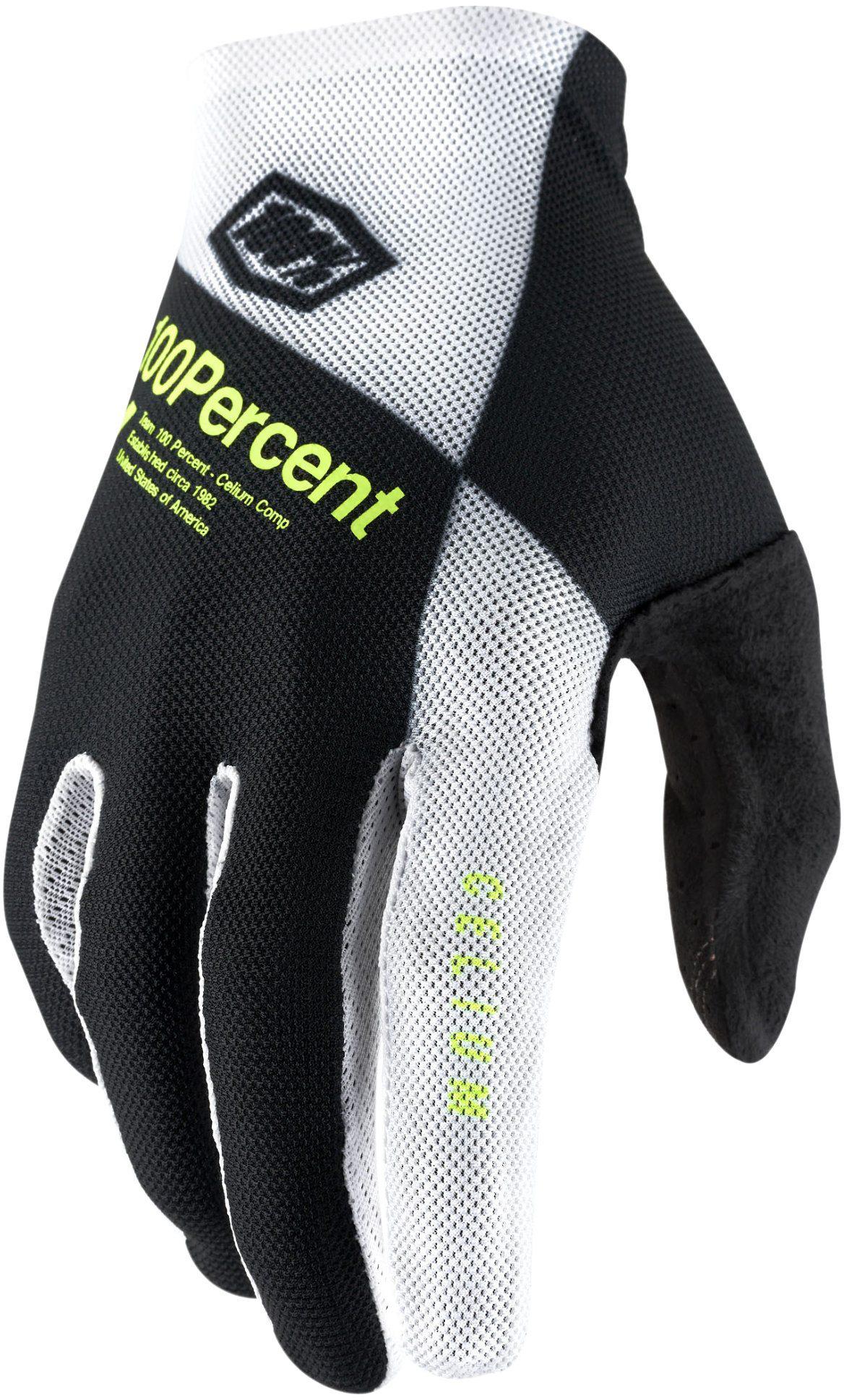 100% Celium Glove - Black/white/fluorescent Yellow