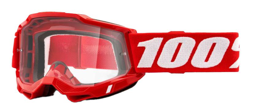 100% Accuri 2 Goggles Clear Lens - Neon Red