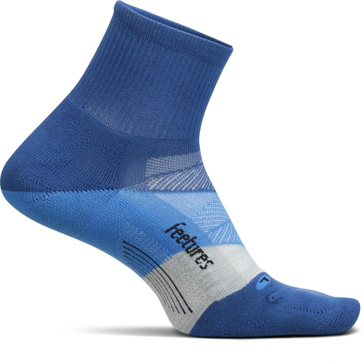Feetures Elite Light Cushion Quarter Black 2 Xl - Buckle Up Blue