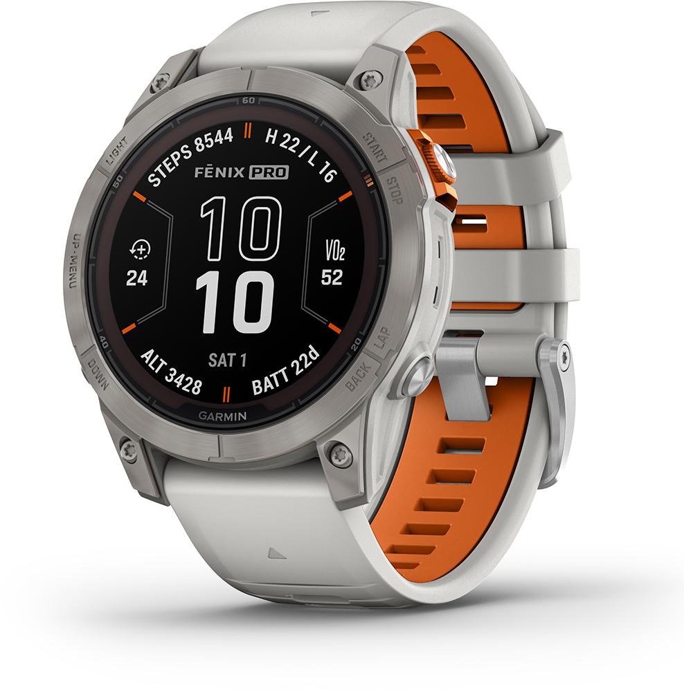 Fenix 7 Pro Sapphire Solar Titanium Gps Watch - Fog Grey / Ember Orange
