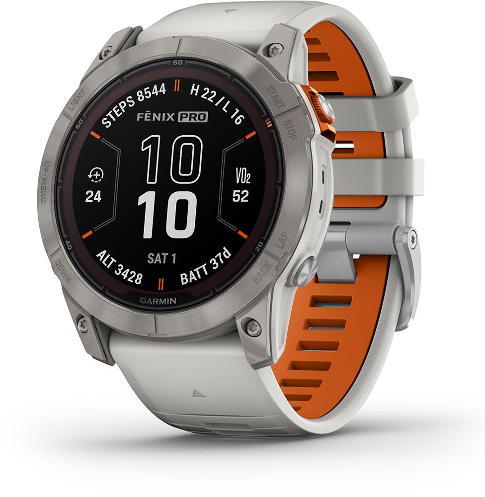 Fenix 7x Pro Sapphire Solar Titanium Gps Watch - Orange / Grey