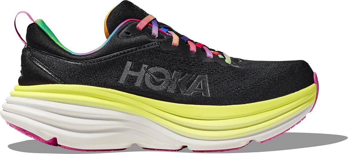 Hoka One One Bondi 8 Running Shoes - Black / Citrus Glow