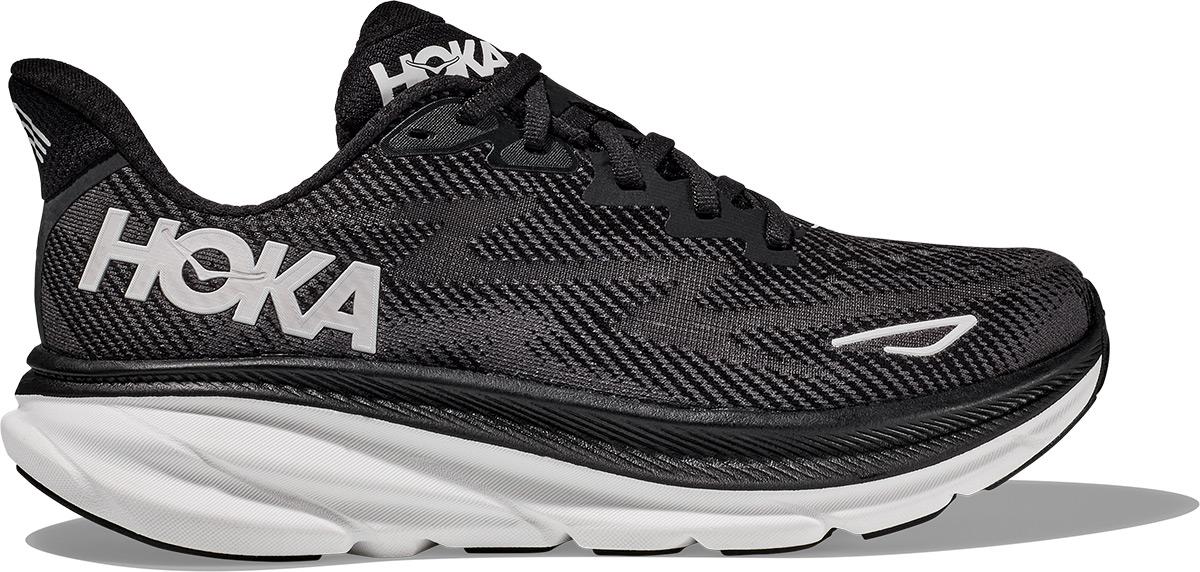Hoka One One Clifton 9 Wide Running Shoes - Black / White