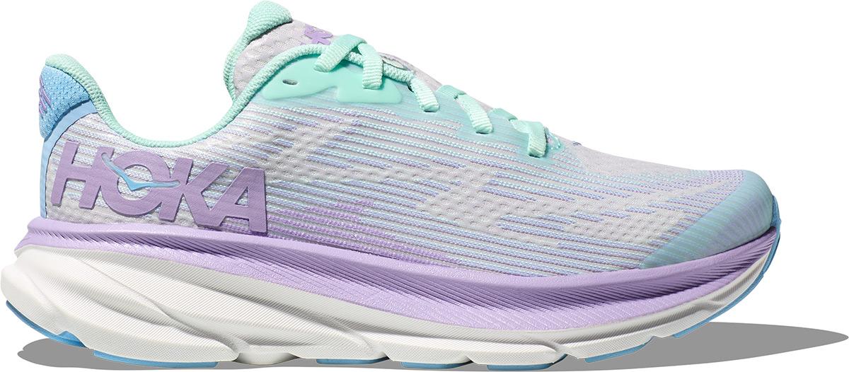 Hoka One One Clifton 9 Youth Running Shoes - Sunlit Ocean / Lilac Mist