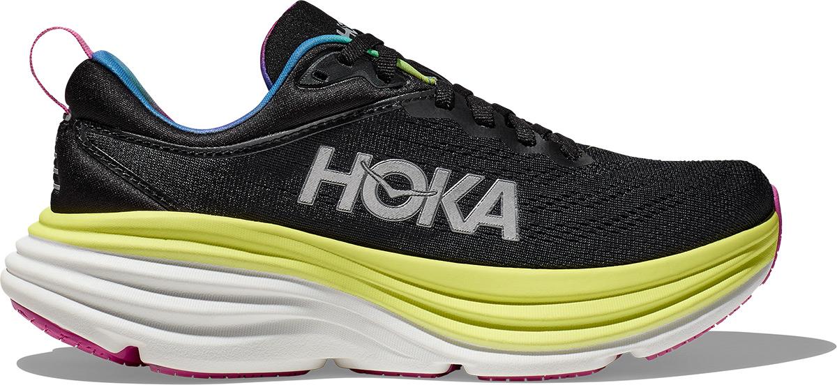 Hoka One One Womens Bondi 8 Running Shoes - Black / Citrus Glow