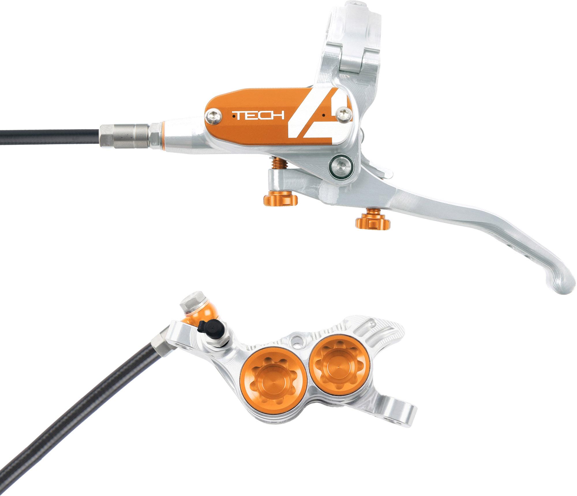 Hope Tech 4 V4 Brake - No Rotor - Silver - Orange