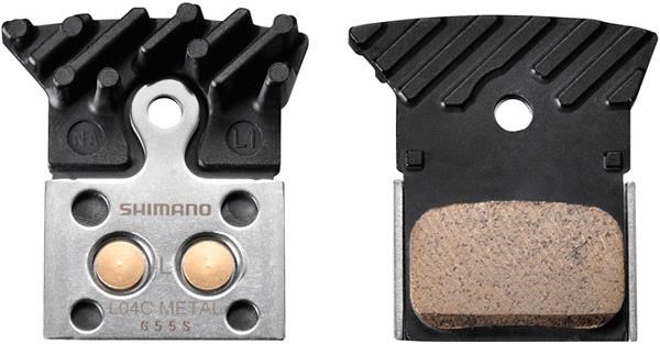 Shimano L04c Disc Brake Pads  Alloy Backed With Cooling Fins  Metal Sintered