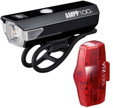 Cateye Ampp 100andViz 100 Bike Light Set