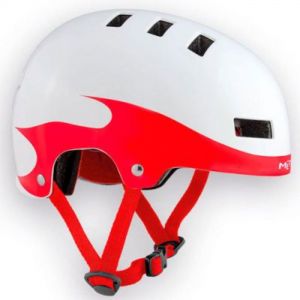 Met Yo Yo Kids Helmet - Colour: White / Flames - Size: Medium (54-57cm)  Red/white