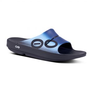 Oofos Mens Ooahh Slide Sport Sandal  Blue